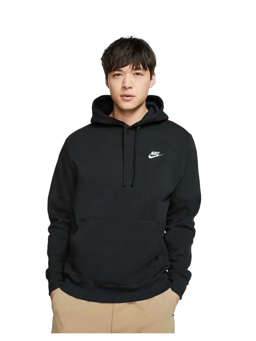 Nike Black Pullover Hoodie with Small White Swoosh
